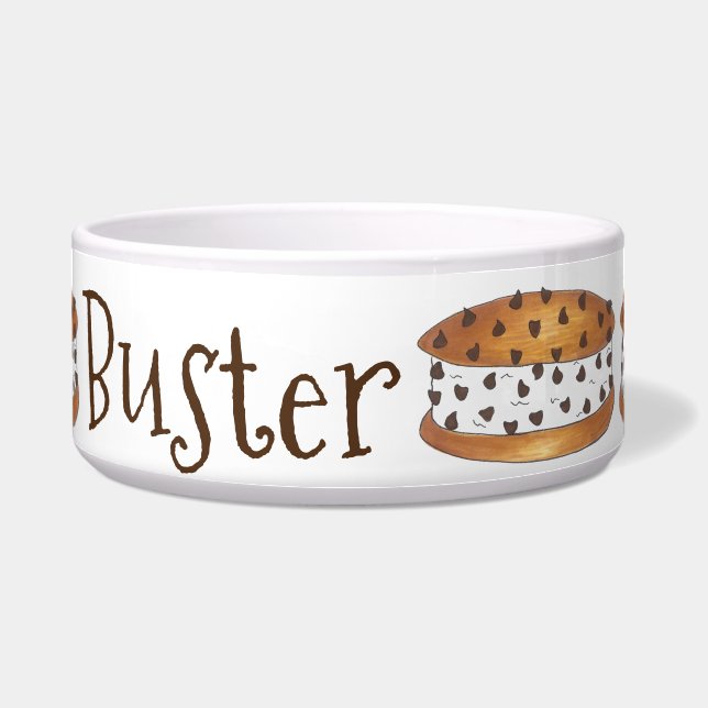 Aangepaste naam van hond Ice Cream Cookie Sandwich Voerbakje (Voorkant)