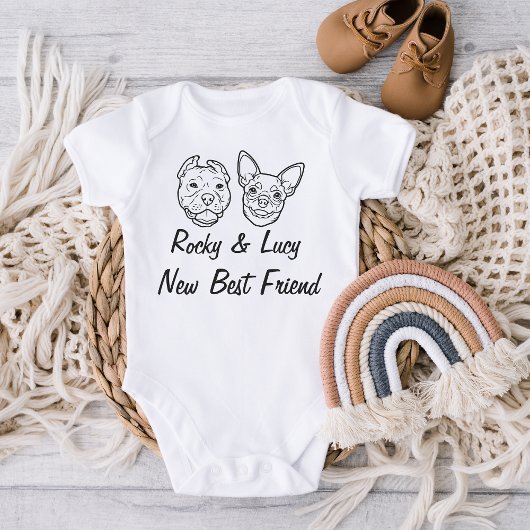 Aangepaste naam van hond Nieuwe Beste Vriend Pasge Romper