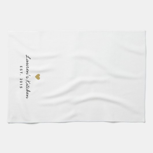 Aangepaste naam van modern Gold Heart Theedoek (Horizontaal)