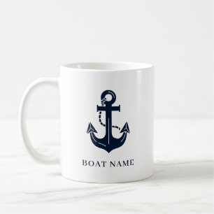 Aangepaste naam van nautische bootanker koffiemok