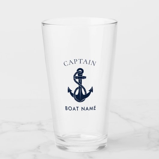 Aangepaste naam van nautische kapitein bootanker glas (Voorkant)