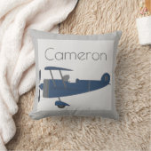 Aangepaste naam van Navy Blue Plane Boy Kussen (Deken)