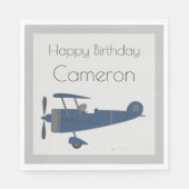 Aangepaste naam van Navy Blue  Plane Boy Servet (Voorkant)