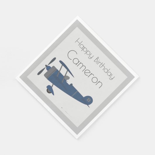 Aangepaste naam van Navy Blue  Plane Boy Servet (Hoek)