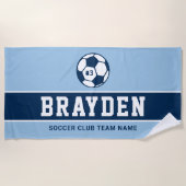Aangepaste naam van Navy Blue Soccer Player Strandlaken (Voorkant)