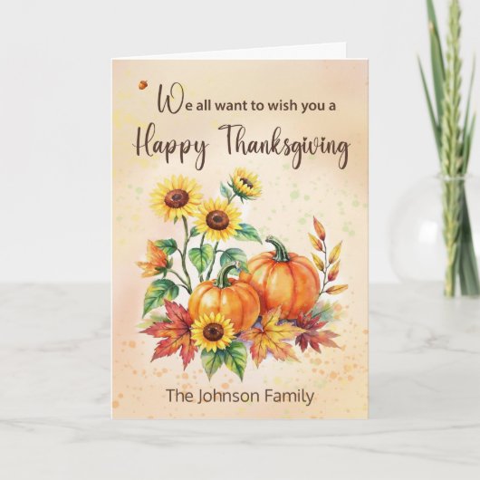 Aangepaste naam van ons allemaal Thanksgiving zonn Kaart (Voorkant)