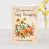 Aangepaste naam van ons allemaal Thanksgiving zonn Kaart (Gele Bloem)