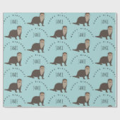 Aangepaste naam van Otter Pattern Birthday Cadeaupapier (Vlak)