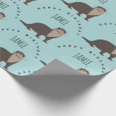 Aangepaste naam van Otter Pattern Birthday Cadeaupapier (Hoek)