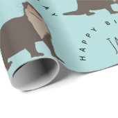 Aangepaste naam van Otter Pattern Birthday Cadeaupapier (Rol Hoek)