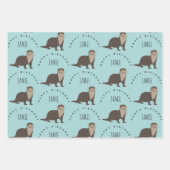 Aangepaste naam van Otter Pattern Birthday Inpakpapier Vel (Voorkant 2)