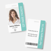 Aangepaste naam van personeelslid Logo Bar Code Fo Badge (Voor- en achterkant)