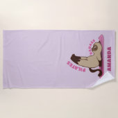 Aangepaste naam van pilotenbadass-werkout Kitty Ca Strandlaken (Voorkant)