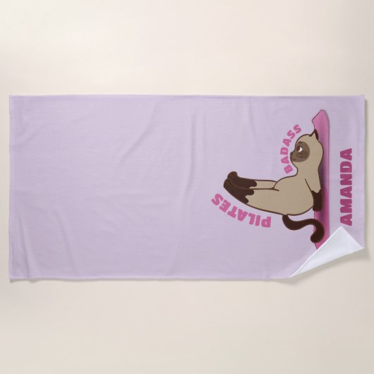 Aangepaste naam van pilotenbadass-werkout Kitty Ca Strandlaken (Voorkant)