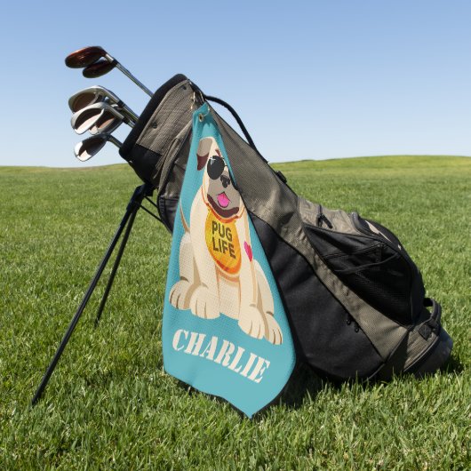 Aangepaste naam van pug Life en kleurengolfhanddoe Golfhanddoek (Groen)