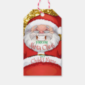 Aangepaste naam van Santa Childrens Xmas Gold Glit Cadeaulabel (Voorkant)