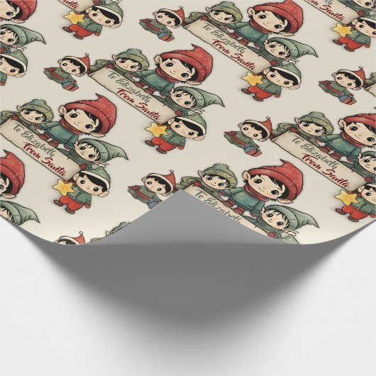 Aangepaste naam van Santa Elves Cadeaupapier (Hoek)