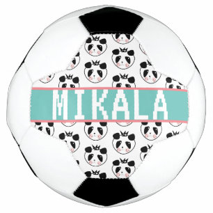Aangepaste naam van schattige panda-voetbalfan voetbal