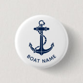 Aangepaste naam van scheepsreis met anker ronde button 3,2 cm (Voorkant)
