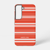 Aangepaste naam van Tangerine en White Striped Pat Samsung Galaxy Hoesje (Achterkant)