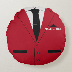 Aangepaste naam van tekst Ronde Pillow Red Suit en Rond Kussen