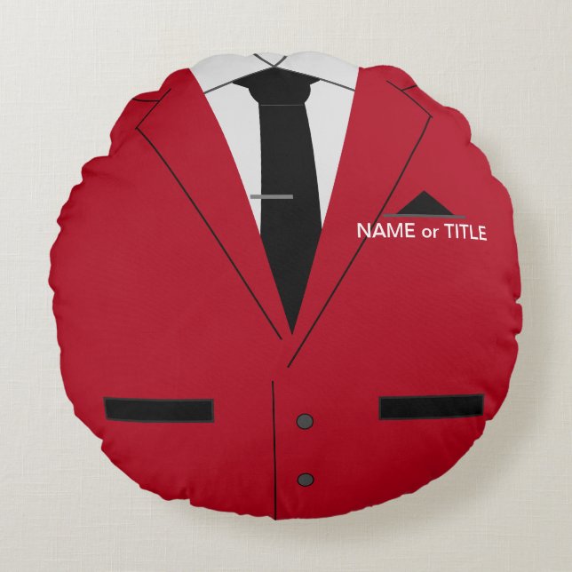 Aangepaste naam van tekst Ronde Pillow Red Suit en Rond Kussen (Voorkant)