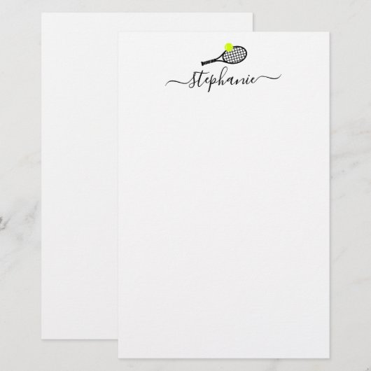 Aangepaste naam van Tennis Stationery Paper Script Briefpapier (Voorkant / Achterkant)