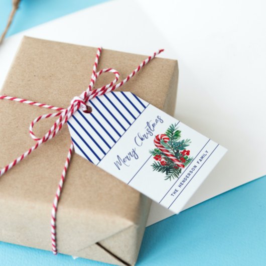 Aangepaste naam van & tot | Candy Cane Christmas Cadeaulabel