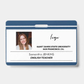 Aangepaste naam van werknemer foto logo tekst bare badge (Voorzijde)