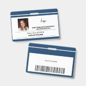 Aangepaste naam van werknemer foto logo tekst bare badge (Voor- en achterkant)