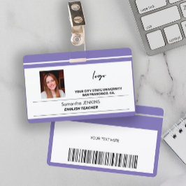 Aangepaste naam van werknemer foto logo tekst bare badge