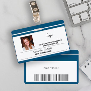 Aangepaste naam van werknemer foto logo tekst bare badge