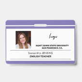 Aangepaste naam van werknemer foto logo tekst bare badge (Voorzijde)