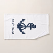 Aangepaste naam van zeilboot Navy Blue Anker Handdoek (Handdoek)
