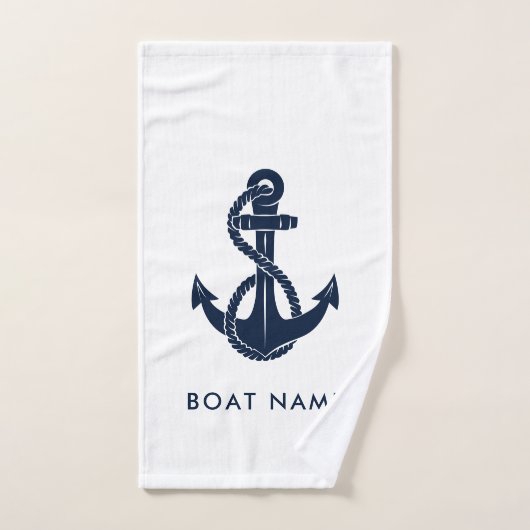 Aangepaste naam van zeilboot Navy Blue Anker Handdoek (Handdoek)