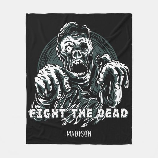 Aangepaste naam: "Vecht de dood" Zombie fleece dek (Voorkant)