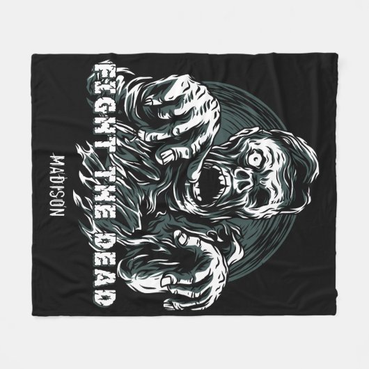 Aangepaste naam: "Vecht de dood" Zombie fleece dek (Voorkant (Horizontaal))