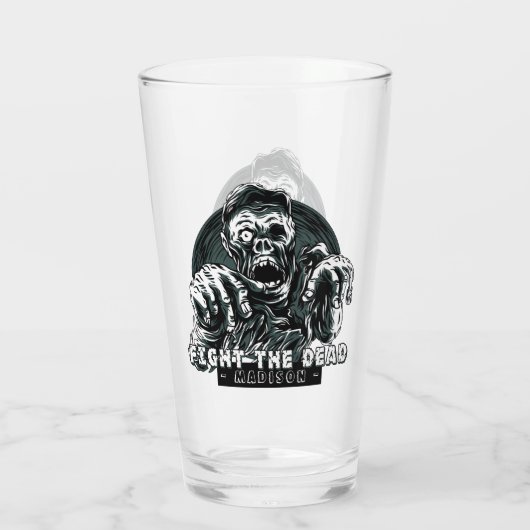 Aangepaste naam: "Vecht de dood" Zombie-glas Glas (Achterkant)