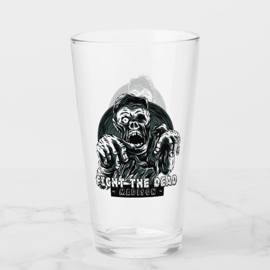 Aangepaste naam: "Vecht de dood" Zombie-glas Glas (Voorkant)