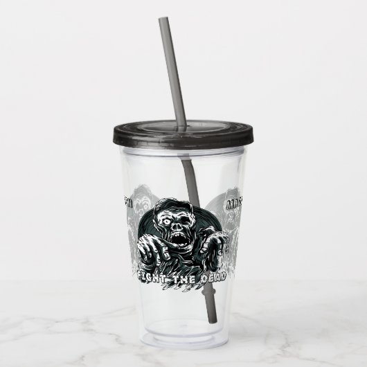 Aangepaste naam: "Vecht de dood" Zombie-tumblers Acryl Drinkbeker (Links)
