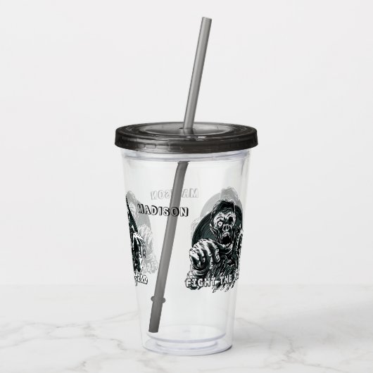 Aangepaste naam: "Vecht de dood" Zombie-tumblers Acryl Drinkbeker (Achterkant)