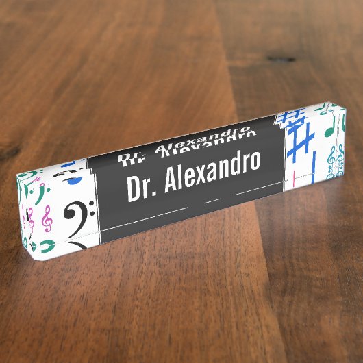 Aangepaste naam; Veel kleurrijke Muzieknoten en sy Naambordje