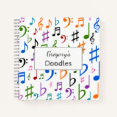 Aangepaste naam; Veel kleurrijke Muzieknoten en sy Notitieboek (Voorkant)