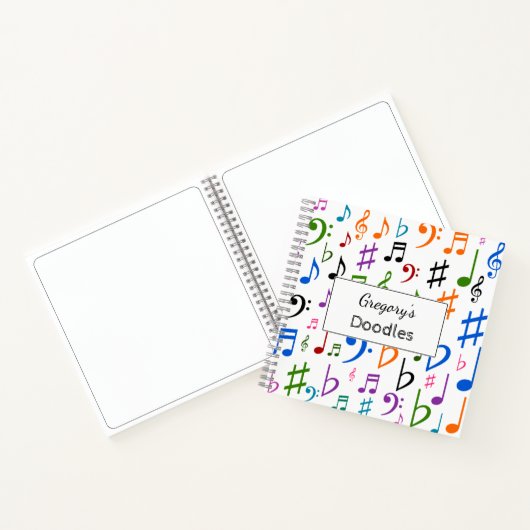 Aangepaste naam; Veel kleurrijke Muzieknoten en sy Notitieboek (Binnen)