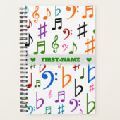 Aangepaste naam; veel kleurrijke Muzieknoten en sy Planner (Voorkant)