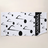 Aangepaste naam + Veel muzieknots patroon Strandlaken (Voorkant)