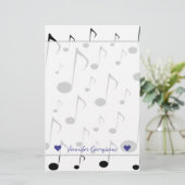 Aangepaste naam + veel muzikale notities patroon briefpapier (Staand voorkant)