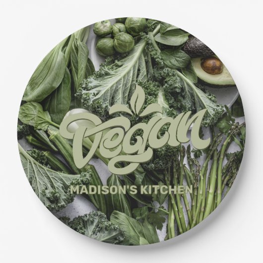 Aangepaste Naam Vegan Papieren Bordje (Voorkant)