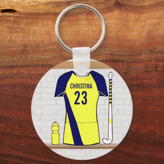 Aangepaste Naam Veld Hockey Sleutelhanger (Voorkant)