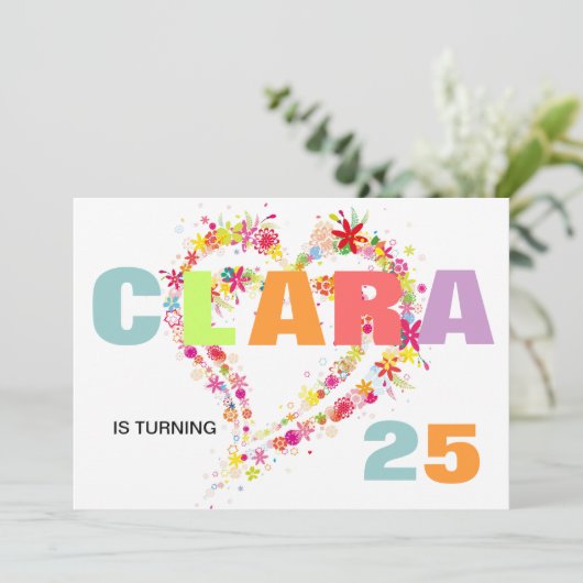 Aangepaste naam ventilator grote hartdag uitnodige kaart (Staand voorkant)